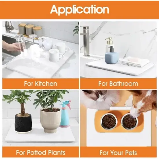 18"x14" Quick Dry Diatomite Kitchen Mat, , Non-Slip Drying Pad for Countertop 2 Pack image {4}