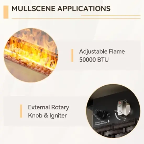 POCASSY All Weather Brown Wicker Outdoor Sectional Sofa with Fire Pit Table, 4PCS Patio Furniture Set with 41" Propane Firepit Table for Outside image {3}