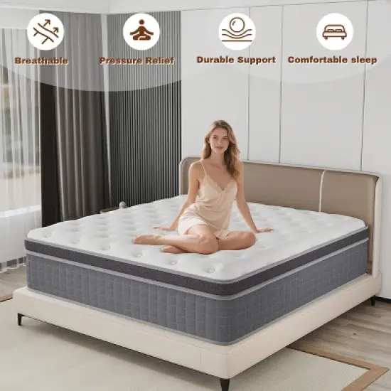 CHEVNI 10/12/14 Inch Mattress in a box Hybrid Spring Memory Foam Medium Firm image {8}