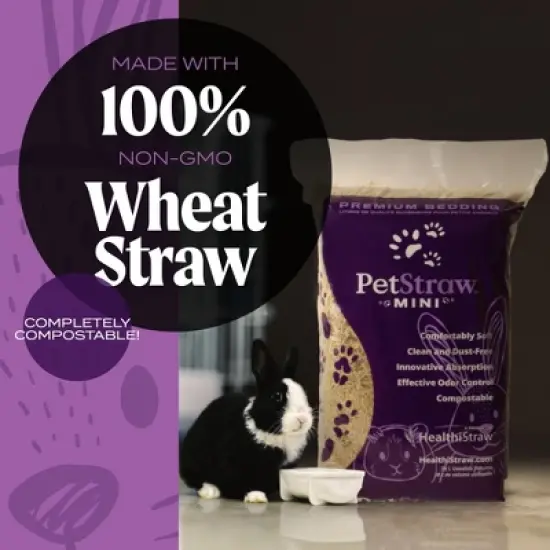 HealthiStraw PetStraw Mini, All-Natural, Multi-length Cut Sustainable Wheat Straw Bedding, Dust-Free, Soft Comfortable, 38 L image {1}