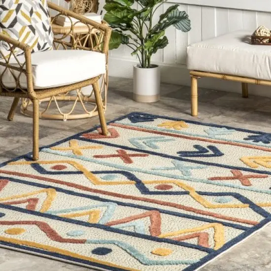 nuLOOM In&eacute;s Bohemian Lined Indoor/Outdoor Patio Area Rug image {8}