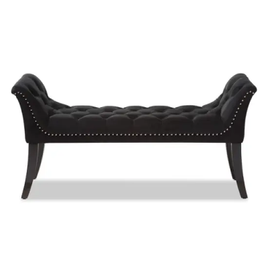 Chandelle Luxe and Contemporary Velvet Upholstered Bench Black - Baxton Studio image {1}