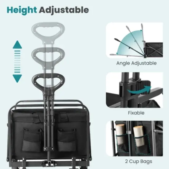 DOMETOUR Collapsible Folding Wagon Cart with Wheels, 250lbs Foldable Utility Heavy Duty Wagons Carts for Grocery Sports Garden Shopping Camping image {4}