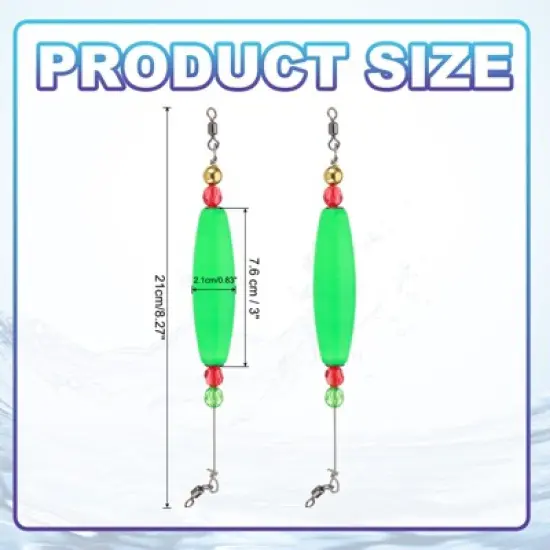 Unique Bargains Plastic Weighted Popping Corks Olive Fishing Floats Rigs 2 Pcs image {1}