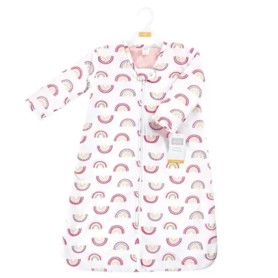 Hudson Baby Infant Girl Long Sleeve Plush Faux Fur Sleeping Bag, Wearable Blanket, Modern Rainbow image {1}