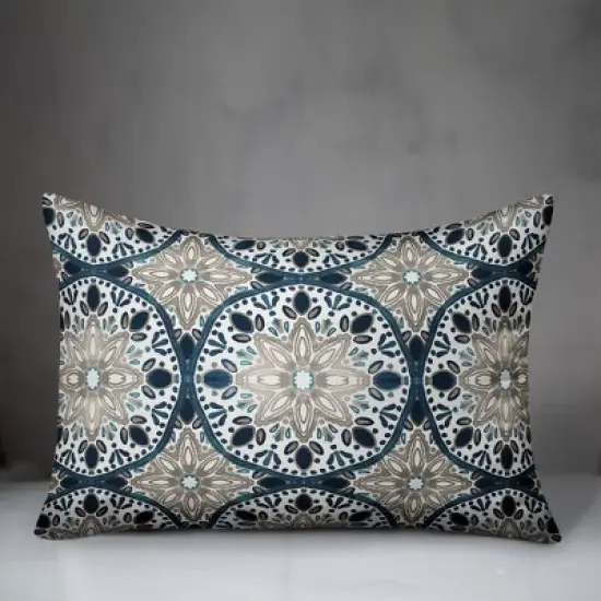 Creative Products Faded Gray Blue Medallions 14x20 Indoor / Outdoor Pillow image {2}