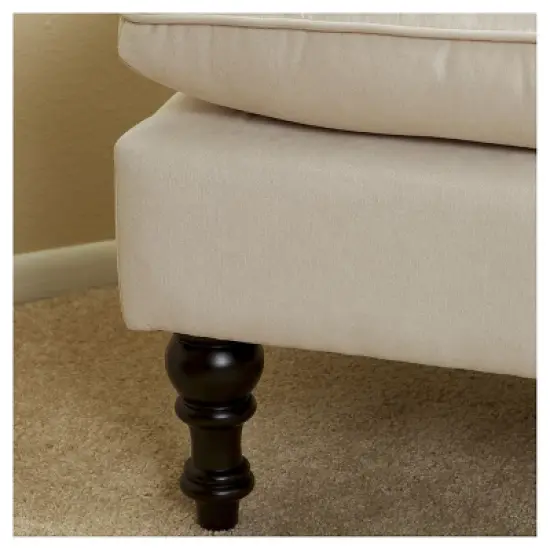 Jeremy Tufted Ottoman Cr&egrave;me Velvet - Christopher Knight Home: Upholstered Footrest, Hardwood Frame, 200lb Capacity image {2}