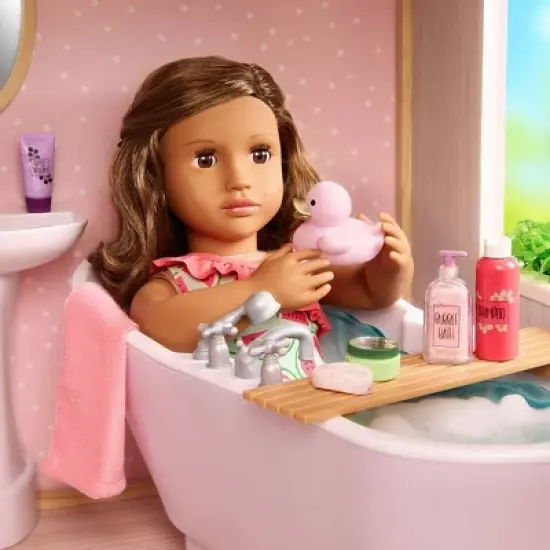 Our Generation Bubbly Bathtime Bathtub with Water Sounds Dollhouse Accessory Set for 18'' Dolls image {1}