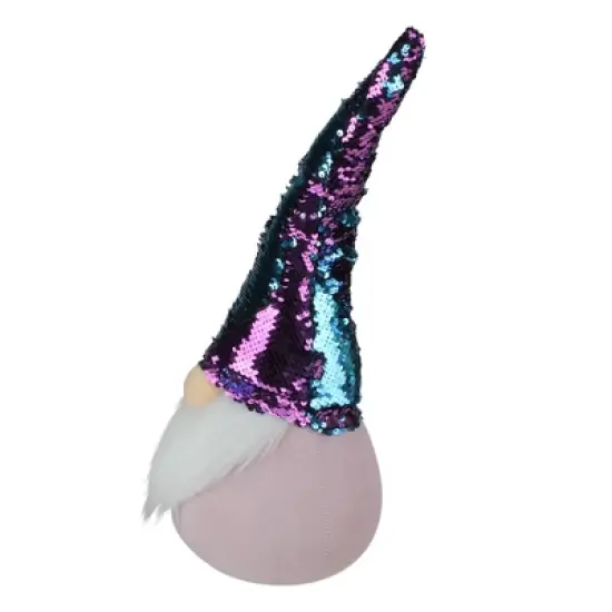 Northlight Gnome with Flip Sequin Hat Christmas Decoration - 17.5" - Purple and Blue image {4}