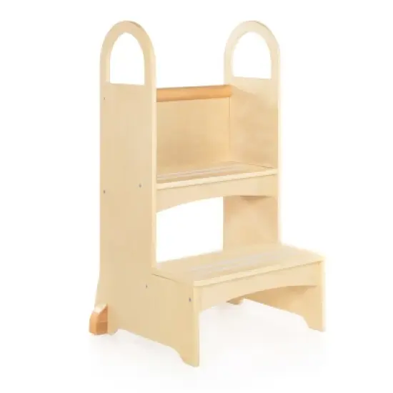 Guidecraft Kids' High-Rise Step-Up: Children's Wooden Kitchen Helper, Safety Toddler Tower and Learning Stool with Handles image {5}