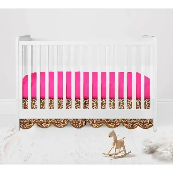 Bacati - Damask Pink Fuschia Chocolate 3 pc Crib Bedding Set image {5}