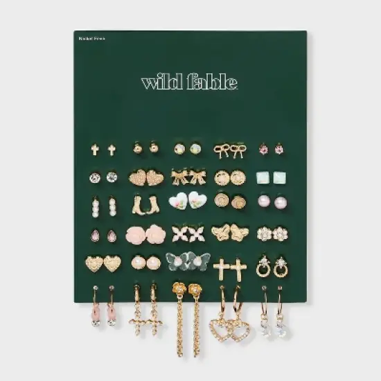 Butterfly Bows and Boots Multi Earring Set 30pc - Wild Fable&trade; Gold image {1}
