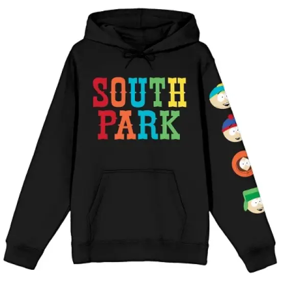 South Park Multicolored Title and Character Faces Women's Black Graphic Hoodie image {3}