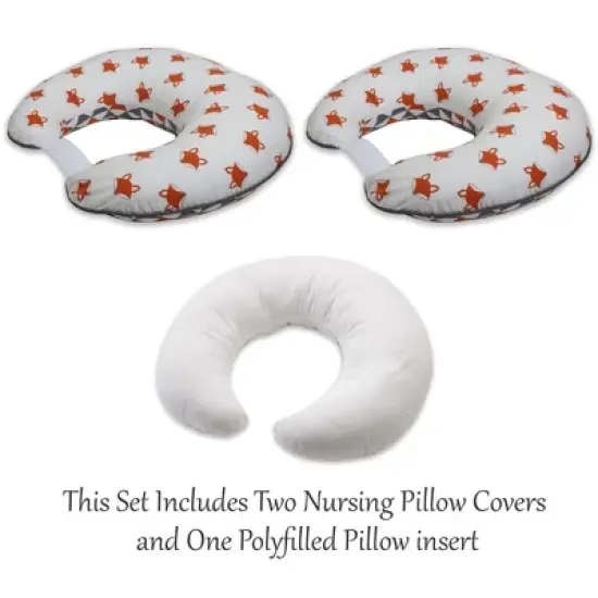 Bacati - 3 pc Playful Fox Orange Gray Hugster Feeding & Infant Support Nursing Pillow image {3}