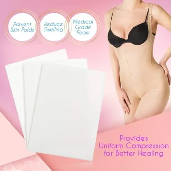 Impresa 3 Pack Extra Thick Lipo Foam Pads - Post Surgery Compression Garment Sheets for Liposuction, Tummy Tucks, and C-Section image {2}