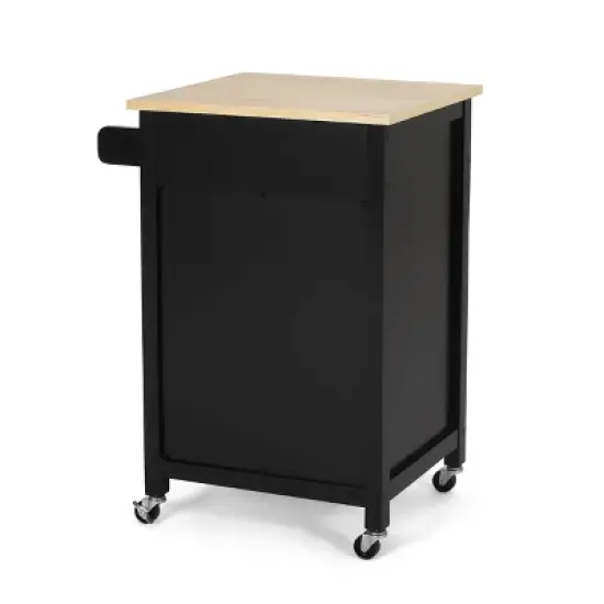 Maynard Contemporary Glass Paneled Kitchen Cart Natural/Black - Christopher Knight Home image {4}