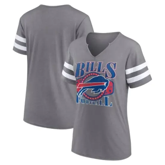 NFL Buffalo Bills Women's Gray Short Sleeve Split Neck T-Shirt image {2}
