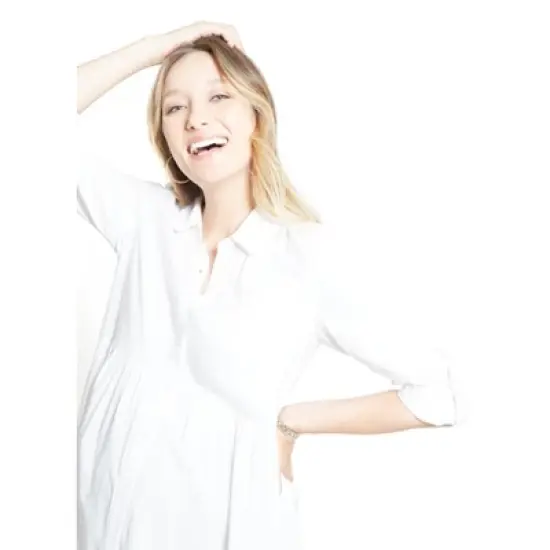 Ingrid & Isabel Women's Maternity Peplum Button Down Shirt image {3}