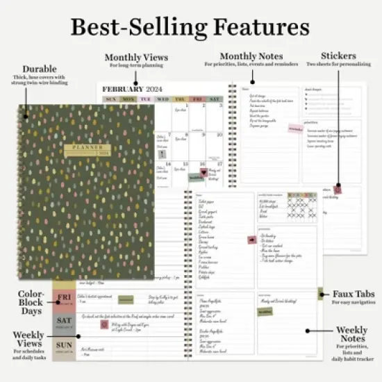 TF Publishing 2024 Weekly/Monthly Planner 11"x9" Rain Drops image {6}