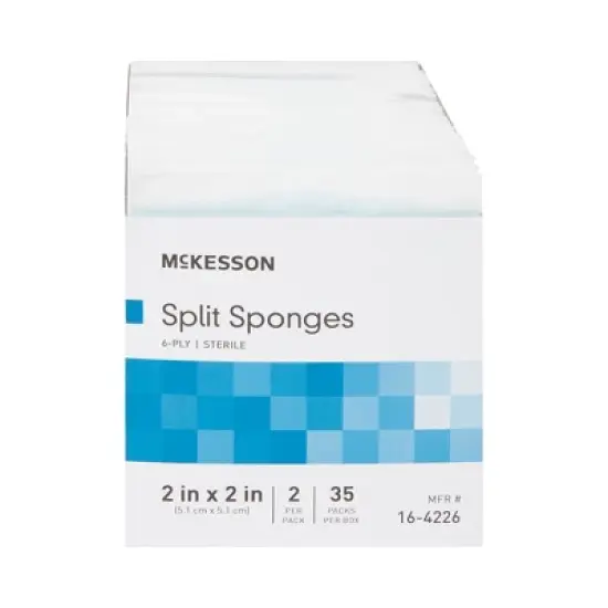 McKesson 6-Ply Split Sponges I.V. / Drain Dressing Sterile 2 x 2" image {5}