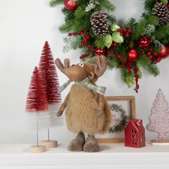 Northlight Whimsical Standing Moose with Plaid Scarf Christmas Decoration - 13" image {1}