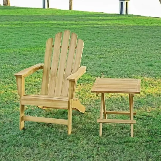 Yardgrace Teak Adirondack Chair with Table 2PCS image {3}