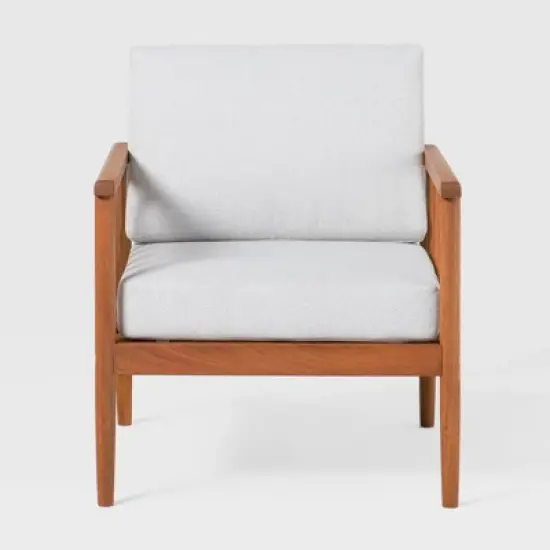 Saracina Home Modern Boho Eucalyptus Outdoor Spindle Arm Chair with Cushions
 image {6}