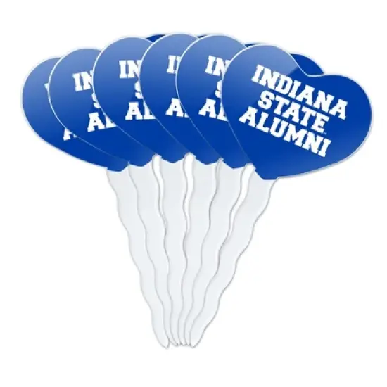 Indiana State University Alumni Heart Love Cupcake Picks Toppers Decoration Set of 6 image {7}