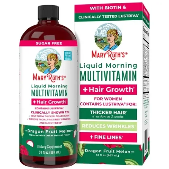 MaryRuth's Morning Multivitamin Liquid + Hair Growth, Dragonfruit Melon, 30 oz image {9}