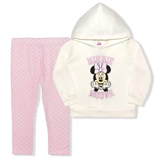 Disney Girl's 2-Pack Minnie Mouse Pullover Hoodie and Patterned Legging Pant Set Variety for Infant image {7}