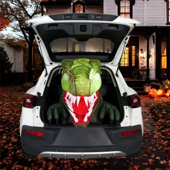 Joyfy 3.6 FT Halloween Inflatable Outdoor Decorations, Animated Dinosaur Trunk or Treat Car Inflatable with LEDs for Halloween Party Yard Decoration image {3}