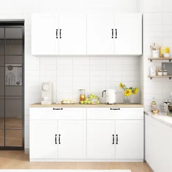 Famapy Split Kitchen Pantry Cabinet Storage Cupboard image {13}