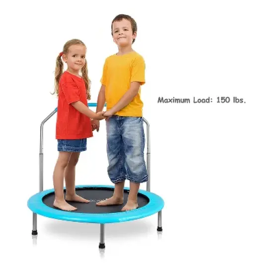 SereneLife 36 Inch Adults Kids Indoor Home Gym Outdoor Sports Exercise Fitness Trampoline with Handlebar and Padded Frame Cover image {3}