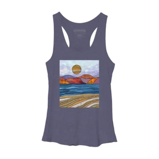 Women's Design By Humans Beach Landscape Stain Glass By Maryedenoa Racerback Tank Top image {5}