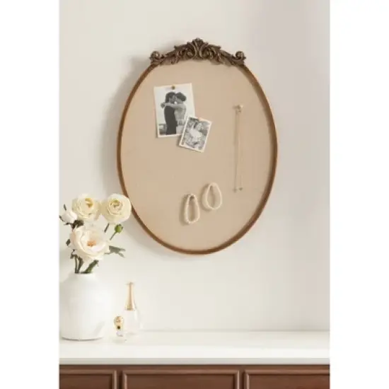 Kate & Laurel All Things Decor 18"X24" Arendahl Oval Framed Pinboard Gold image {6}
