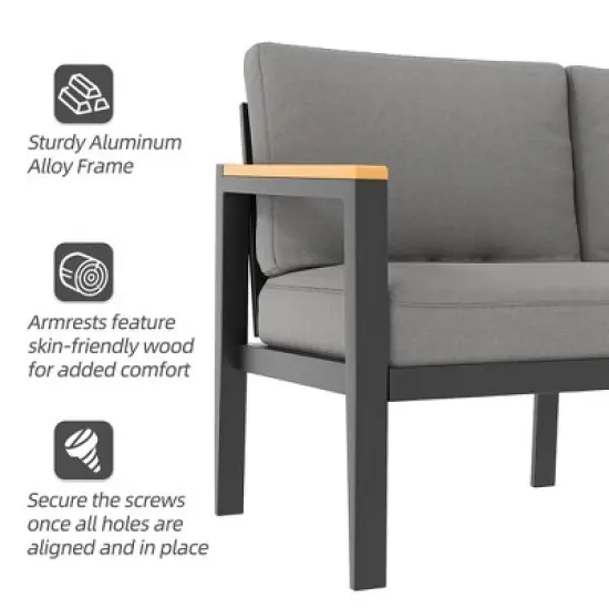 Aluminum Patio Furniture Set,4 Piece Modern Outdoor Conversation Sets image {4}