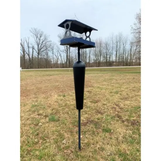 JCs Wildlife Blue and Gray Large Fly Thru Bird Feeder with Universal Mounting Pole Kit - Holds 8 Cups of Seed image {9}
