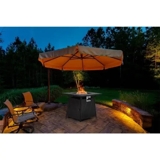 5pc Patio Set with Wicker Chairs & 28" Propane Gas Fire Pit Table - Captiva Designs image {8}