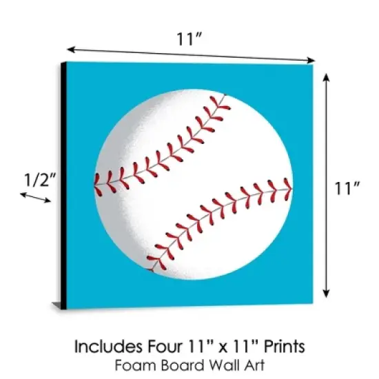 Big Dot of Happiness Go, Fight, Win - Sports - Kids Room, Nursery & Home Decor - 11 x 11 inches Nursery Wall Art - Set of 4 Prints for baby's room image {4}