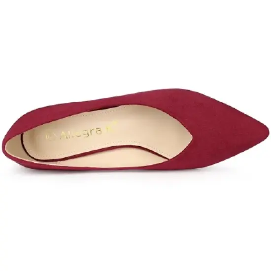 Allegra K Women's Pointy Toe Slip-on Low Chunky Heels Pumps image {3}