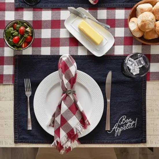 Design Imports Bon Appetit Denim Embroidered Placemat Set/4 image {8}