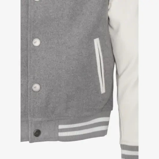 X RAY Boy's Wool Varsity Bomber Jacket With Grainy PU Sleevees image {3}