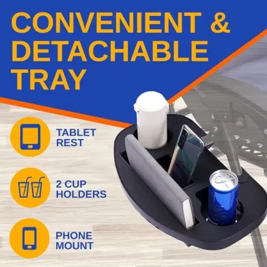 SereneLife Rattan Zero Gravity Lawn Chair - Black image {3}