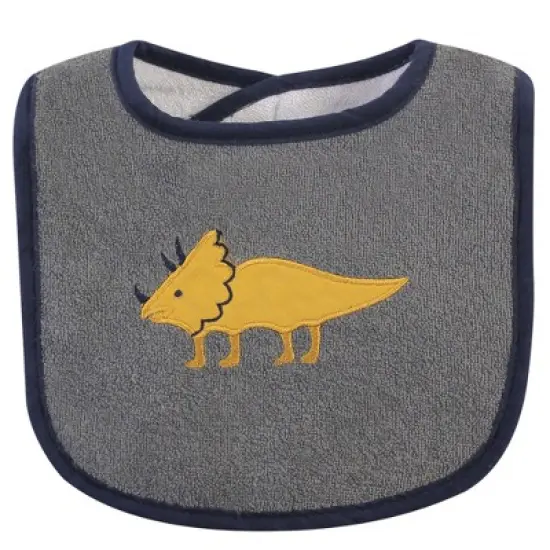 Hudson Baby Infant Boy Cotton Terry Bib and Burp Cloth Set 5pk, Messysaurus, One Size image {1}