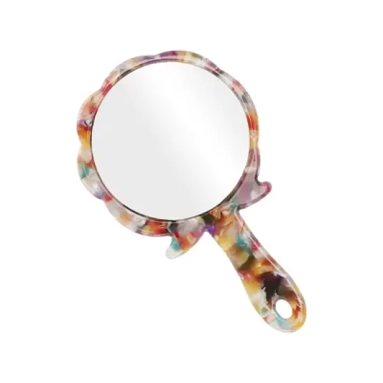 Unique Bargains Rose Shape Handheld Makeup Mirror 1 Pc image {3}