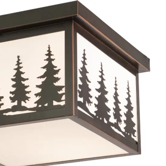 VAXCEL Yosemite Bronze Rustic Tree Square Indoor Outdoor Flush Mount Ceiling Light image {10}