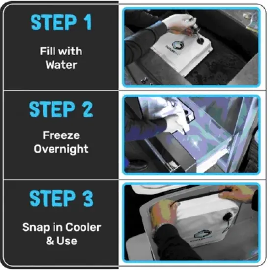 CoolerPak 15lb Block Ice Pack for Coolers - Refillable, Reusable, Foldable, Durable | Fill with Water, Freeze, & Use | Potable, Drink Melted Ice Water image {3}