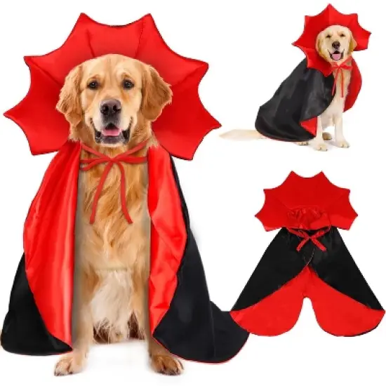Halloween Pet Cape Costume - Vampire Cloak, Wizard Outfit, Witch Cosplay Apparel, Party Costumes for Small Medium Dogs image {7}