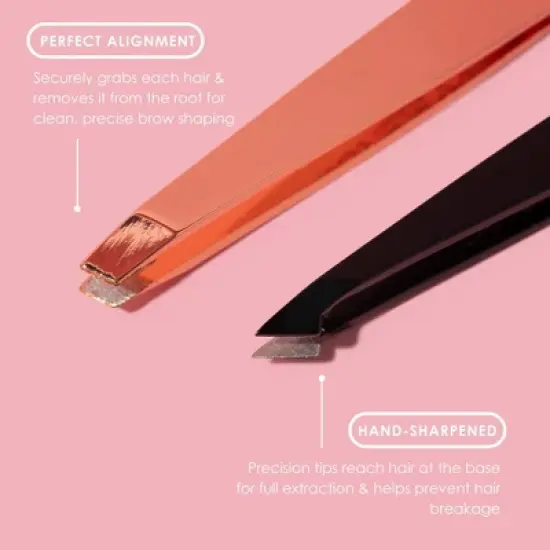 JAPONESQUE Pointed-Slant & Slant Tweezers - Rose Gold image {2}