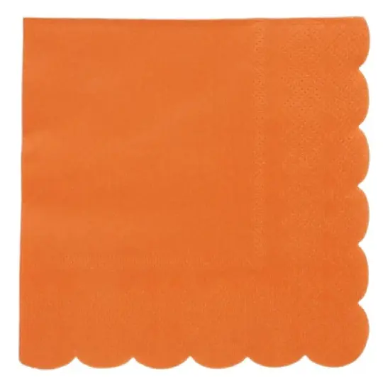 Juvale 100 Pack Orange Scalloped Edged Disposable Cocktail Paper Napkins Party Supplies image {2}